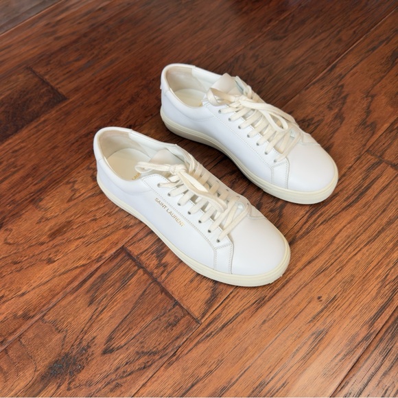 YSL. Saint Laurent Andy White Leather Sneakers - Picture 2 of 15
